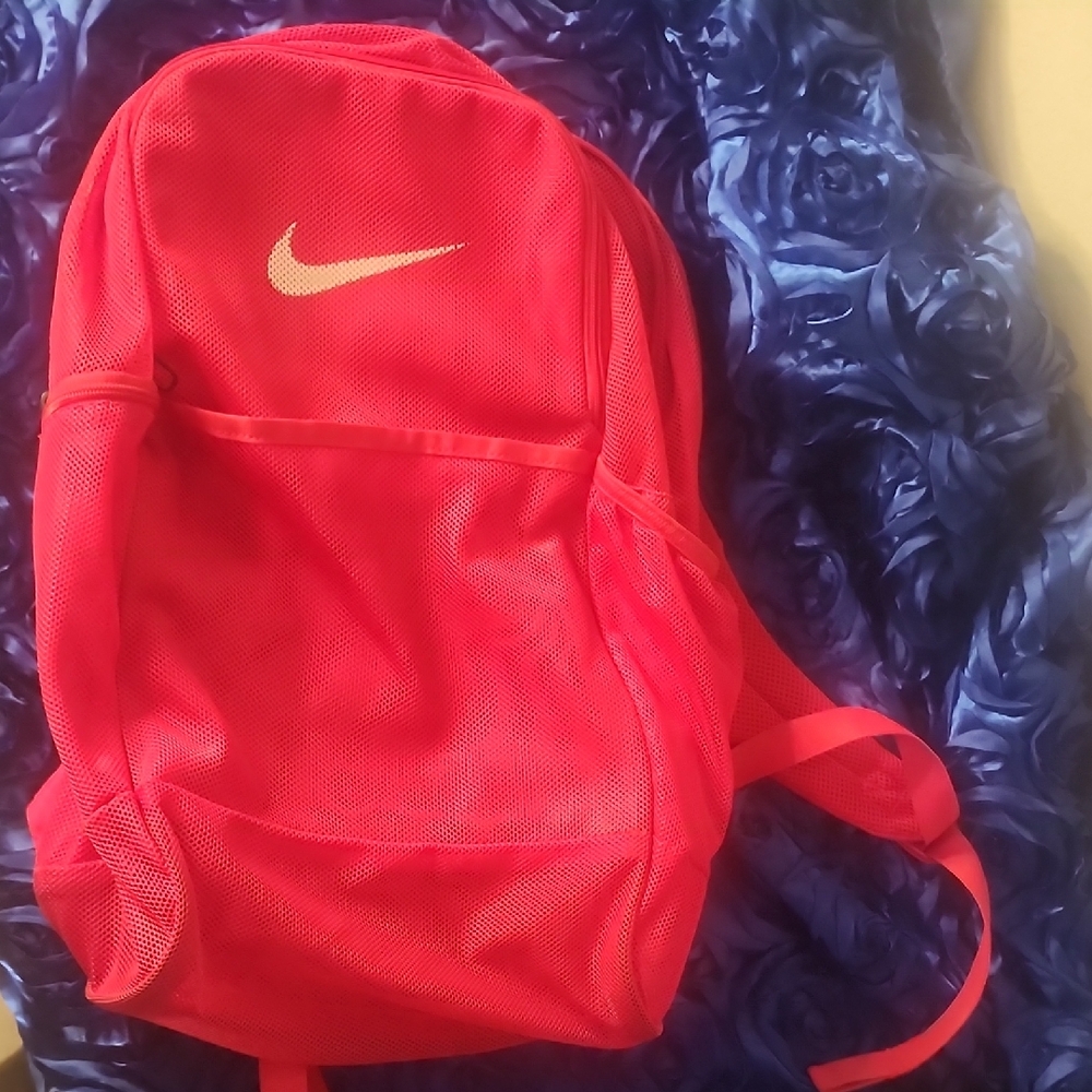 Nike Bright Red Mesh Backpack with White Swoosh